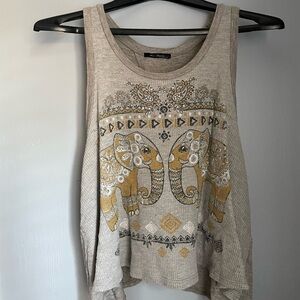 The Classic Tan and Gold Elephant Print Tank Top
